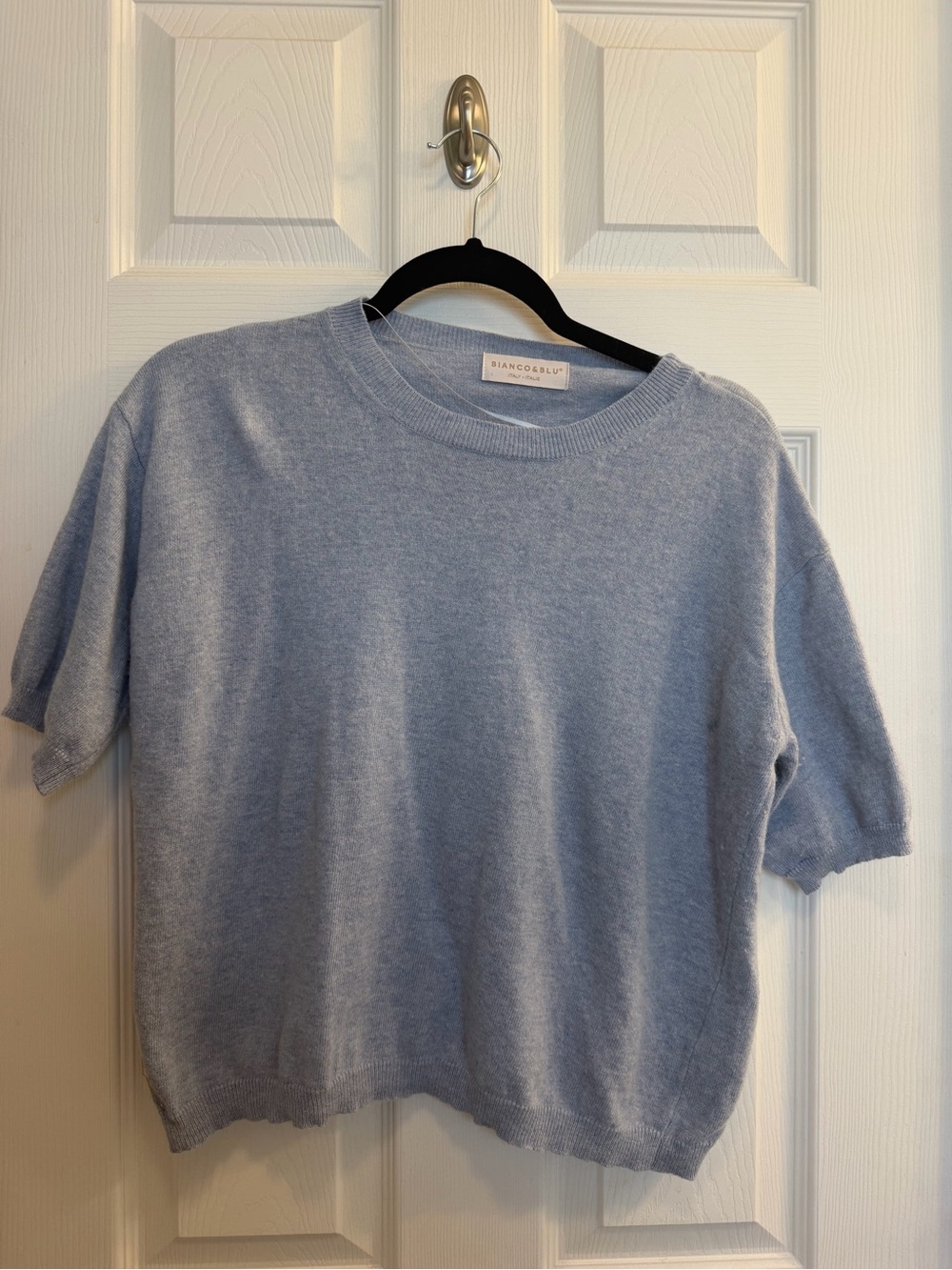 Light Blue Crew Neck Short-Sleeve Sweater